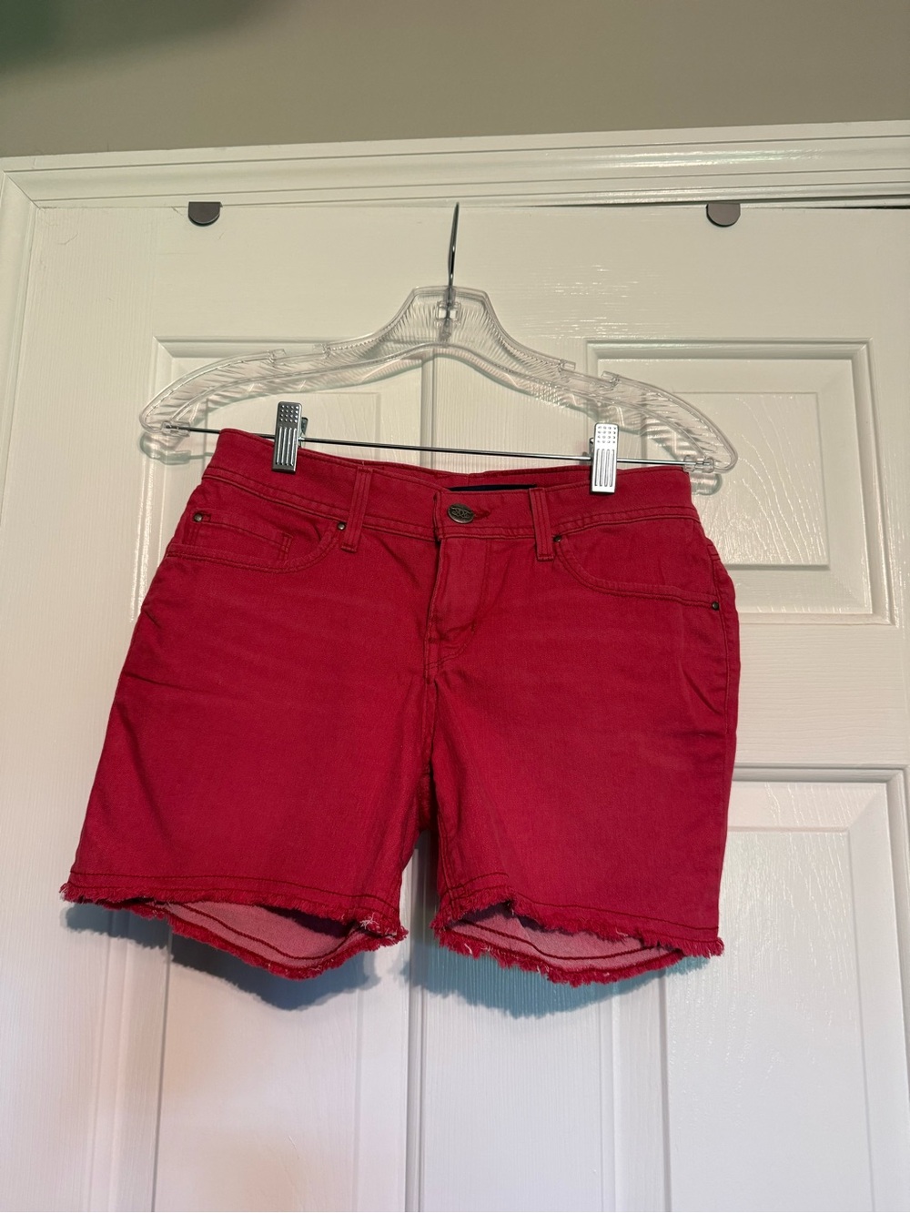 Women’s Pink Red Denim Cutoff Shorts